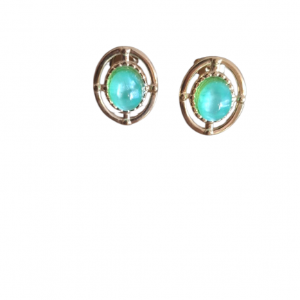 Earrings round with Green stone
