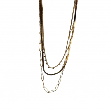 Necklace triple  Chains yellow