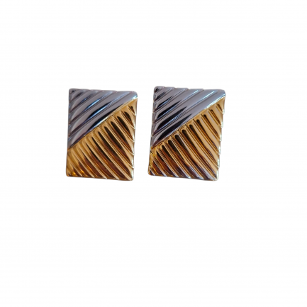 Earrings rectangle yellow white